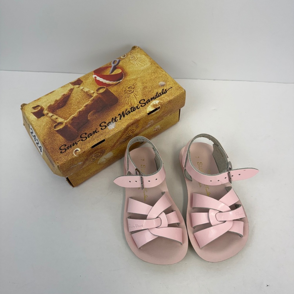Sun-San Salt Water Swimmer Sandals Pink Patent Leather Kids Size 7 800-819